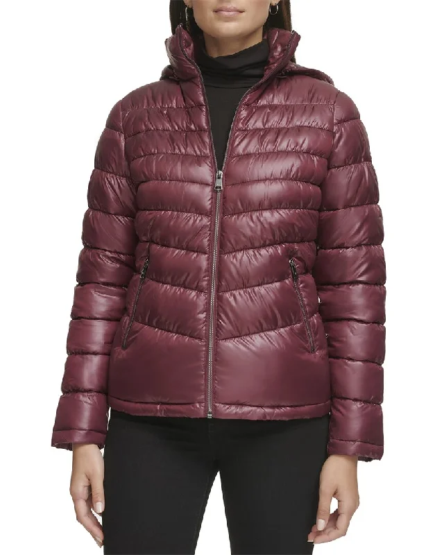 Kenneth Cole Short Zip Puffer Coat