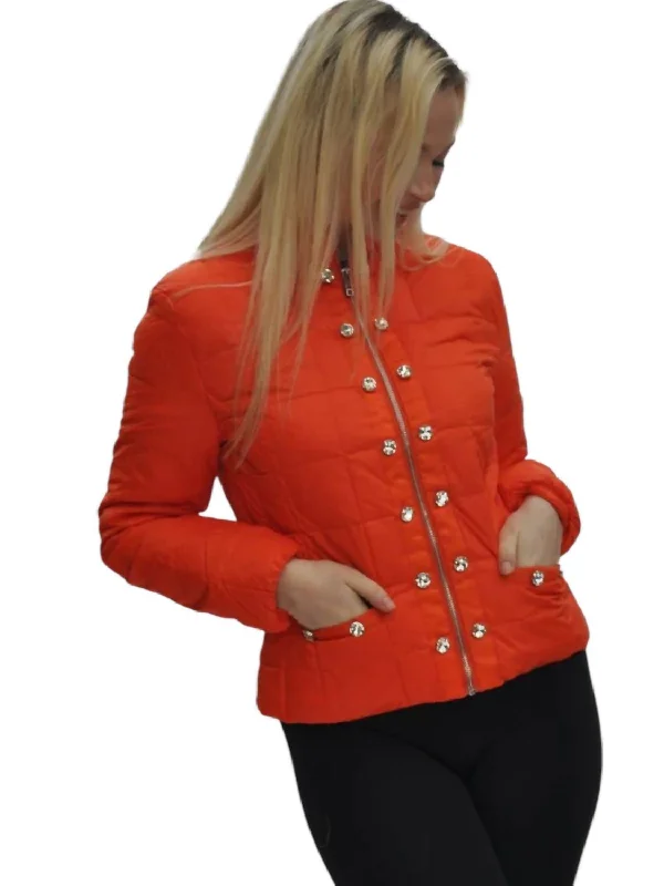 Lia Rhinestone Jacket In Orange