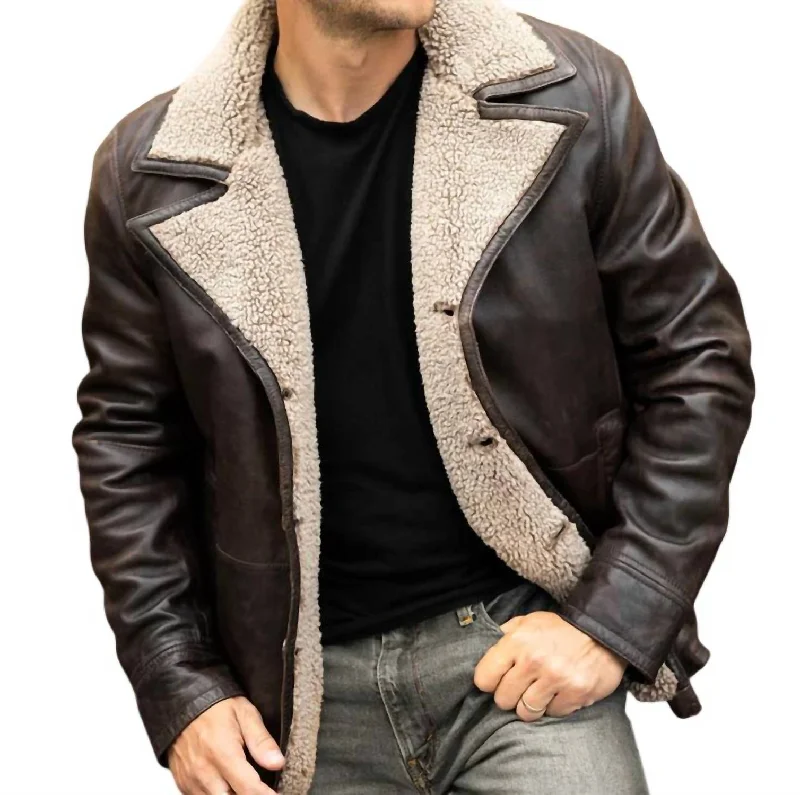 Men's Brew Cf Leather Jacket In Chesnut