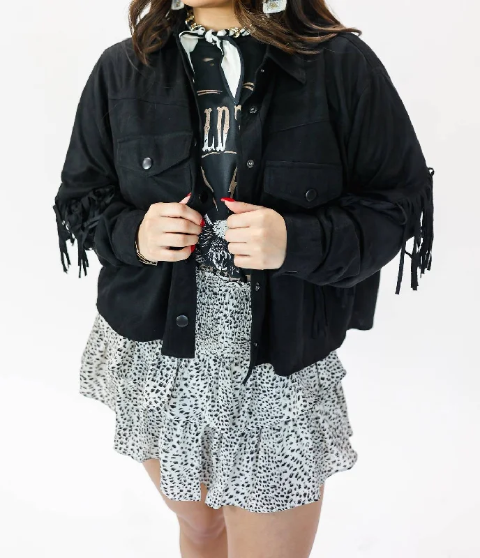 Rodeo Queen Fringe Jacket In Black