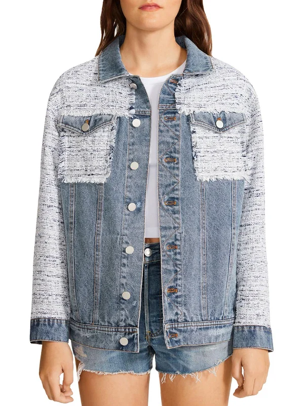 Womens Denim Tweed Trucker Jacket