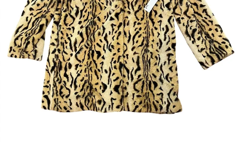 Women's Faux Fur Coat Jacket In Tiger